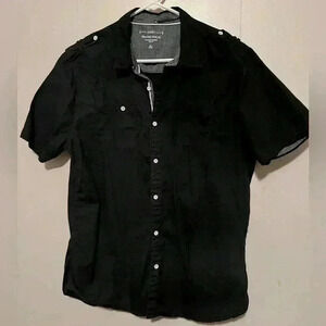 PD & C Button Down Blk Shirt Sz XL Peached Poplin Tailored Garment Classic Fit